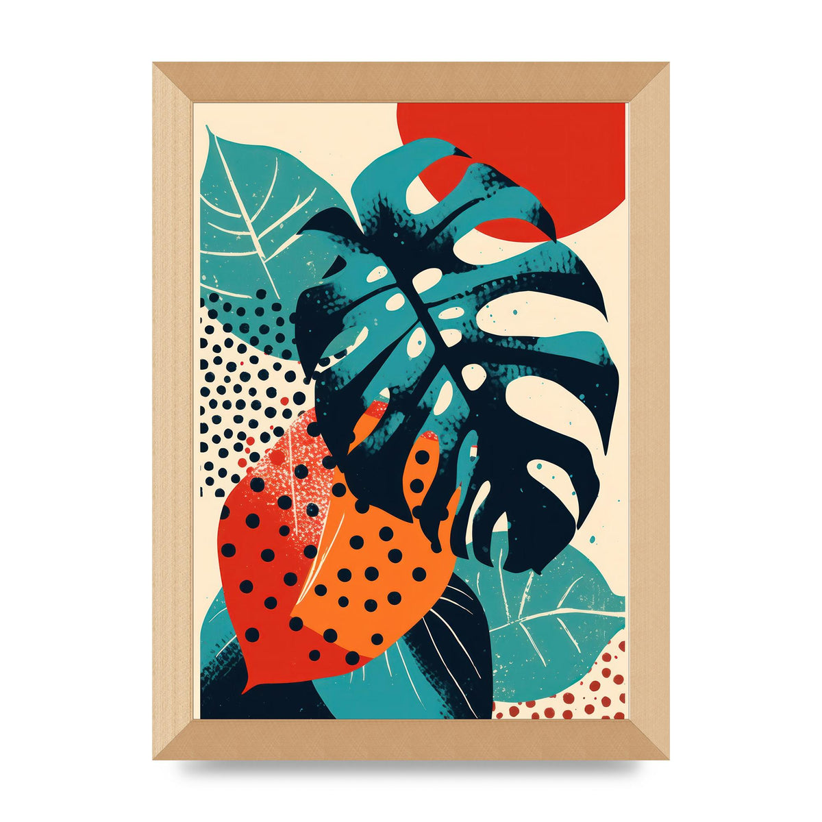 Monstera Deliciosa in Vibrant Risograph