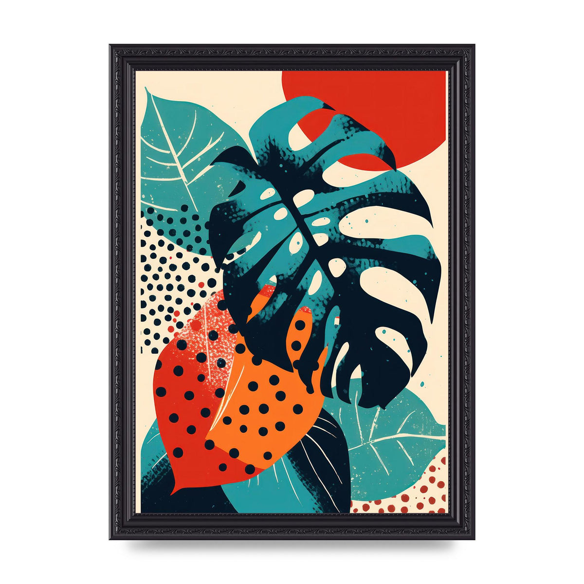 Monstera Deliciosa in Vibrant Risograph