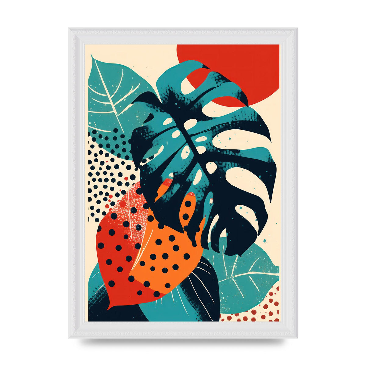 Monstera Deliciosa in Vibrant Risograph