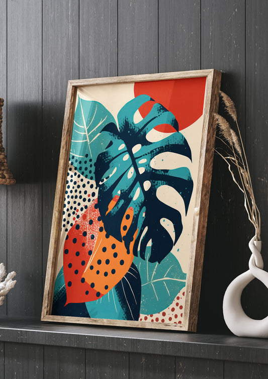 Monstera Deliciosa in Vibrant Risograph