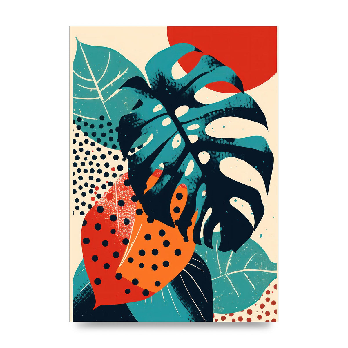 Monstera Deliciosa in Vibrant Risograph