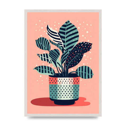 Zebra Zeal Lichtenstein-Inspired Plant, print in an A2 white saw cut grain frame