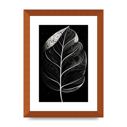 Rubber Plant Leaf in Black and White