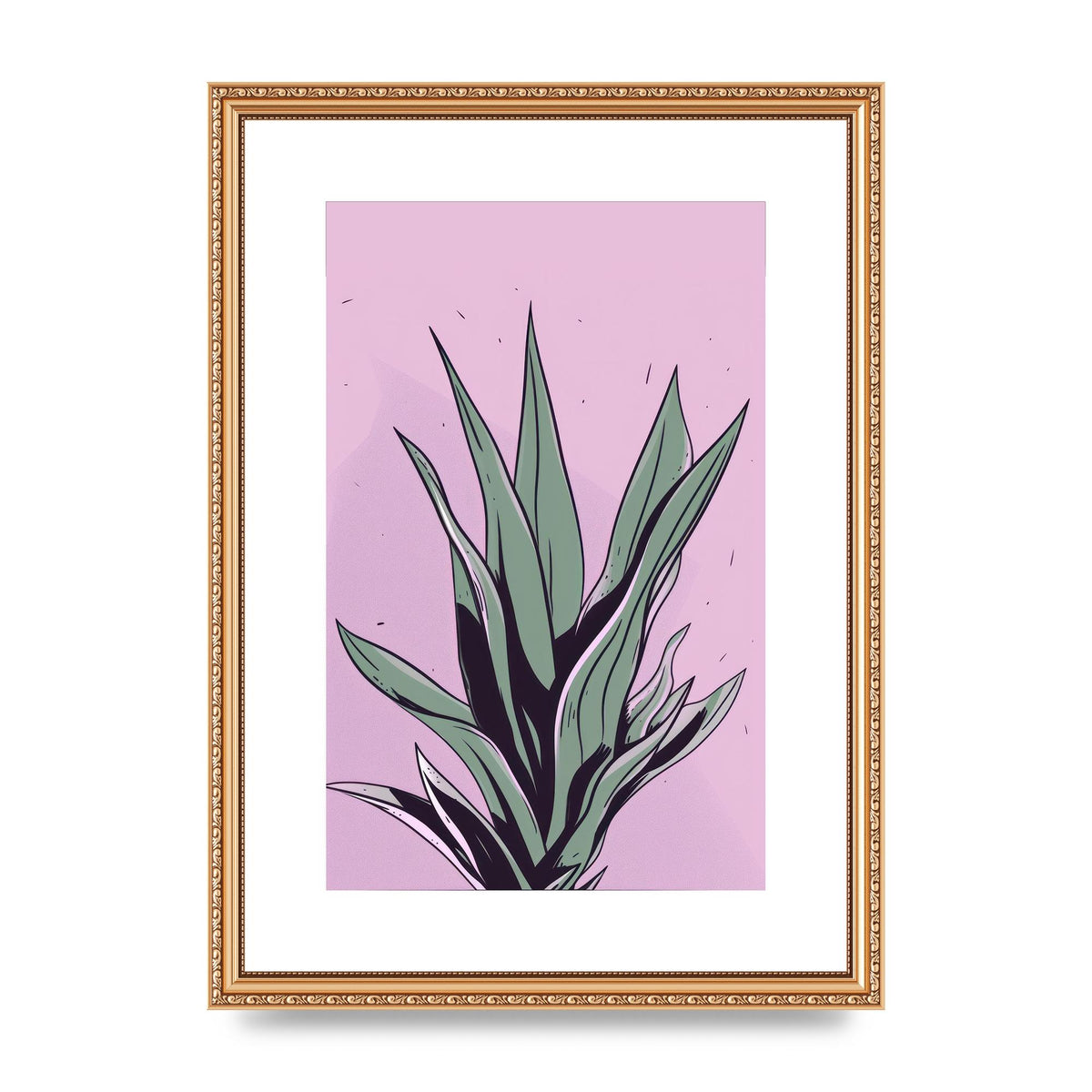 Aloe Vera in Flat 2D Risograph Style