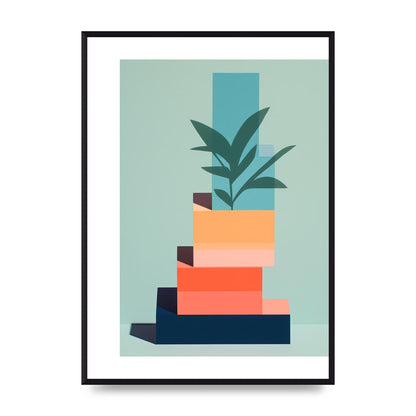 Stacked Geometric Shapes Risograph