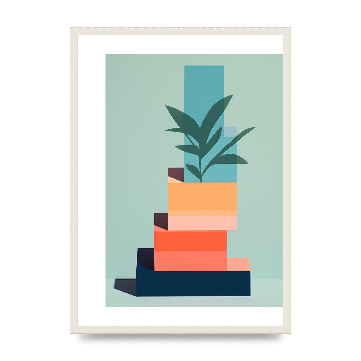Stacked Geometric Shapes Risograph