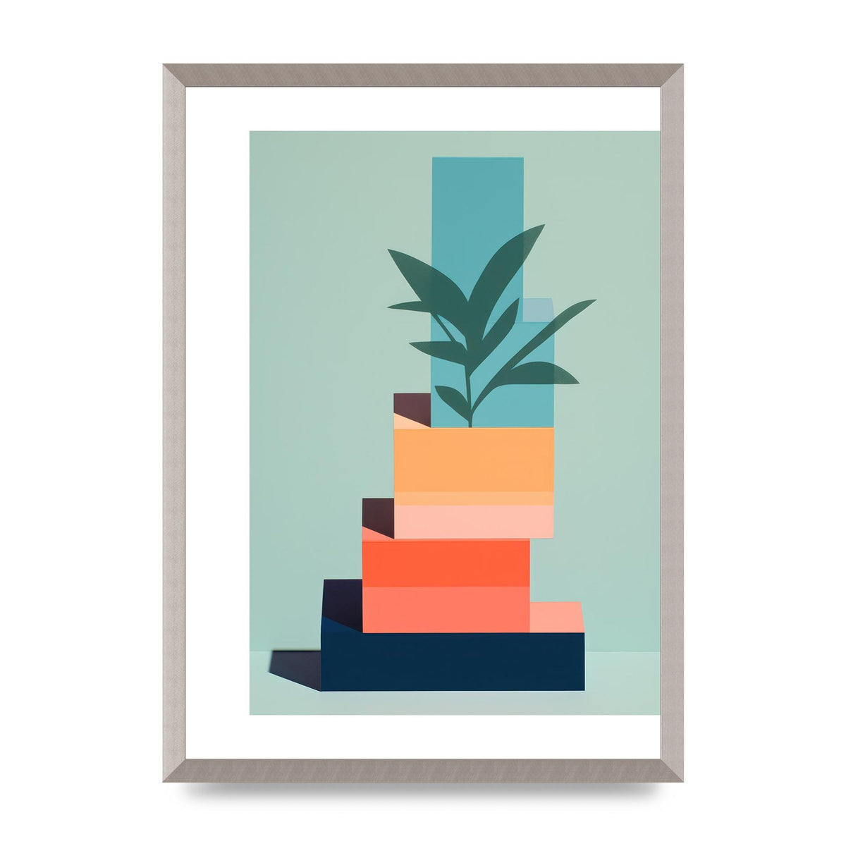 Stacked Geometric Shapes Risograph