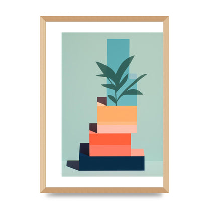 Stacked Geometric Shapes Risograph