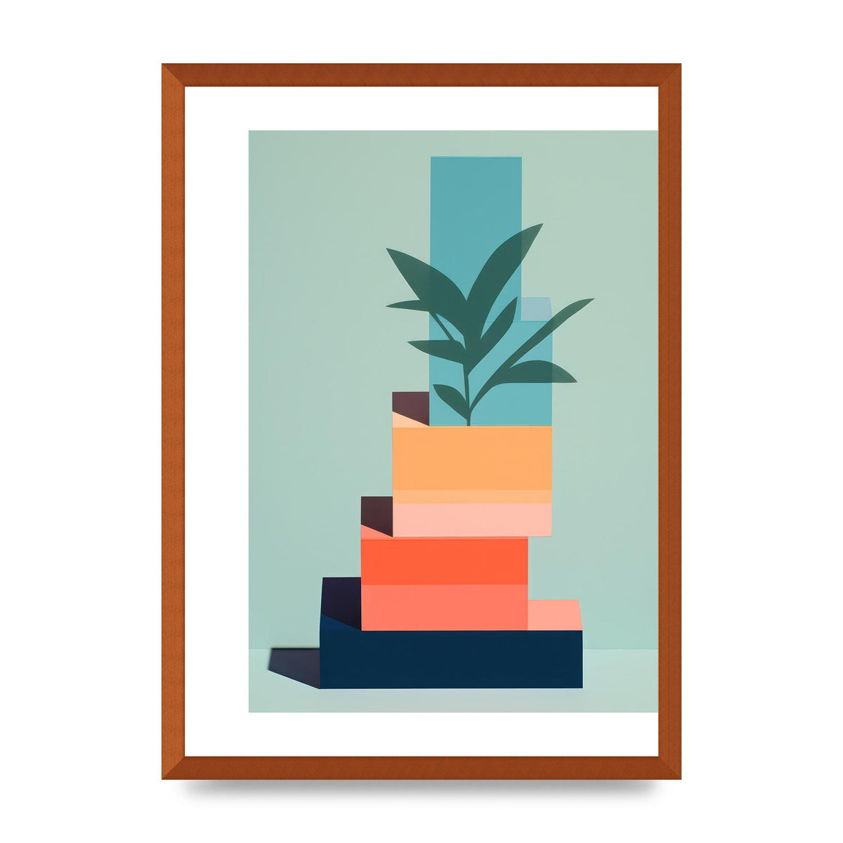 Stacked Geometric Shapes Risograph