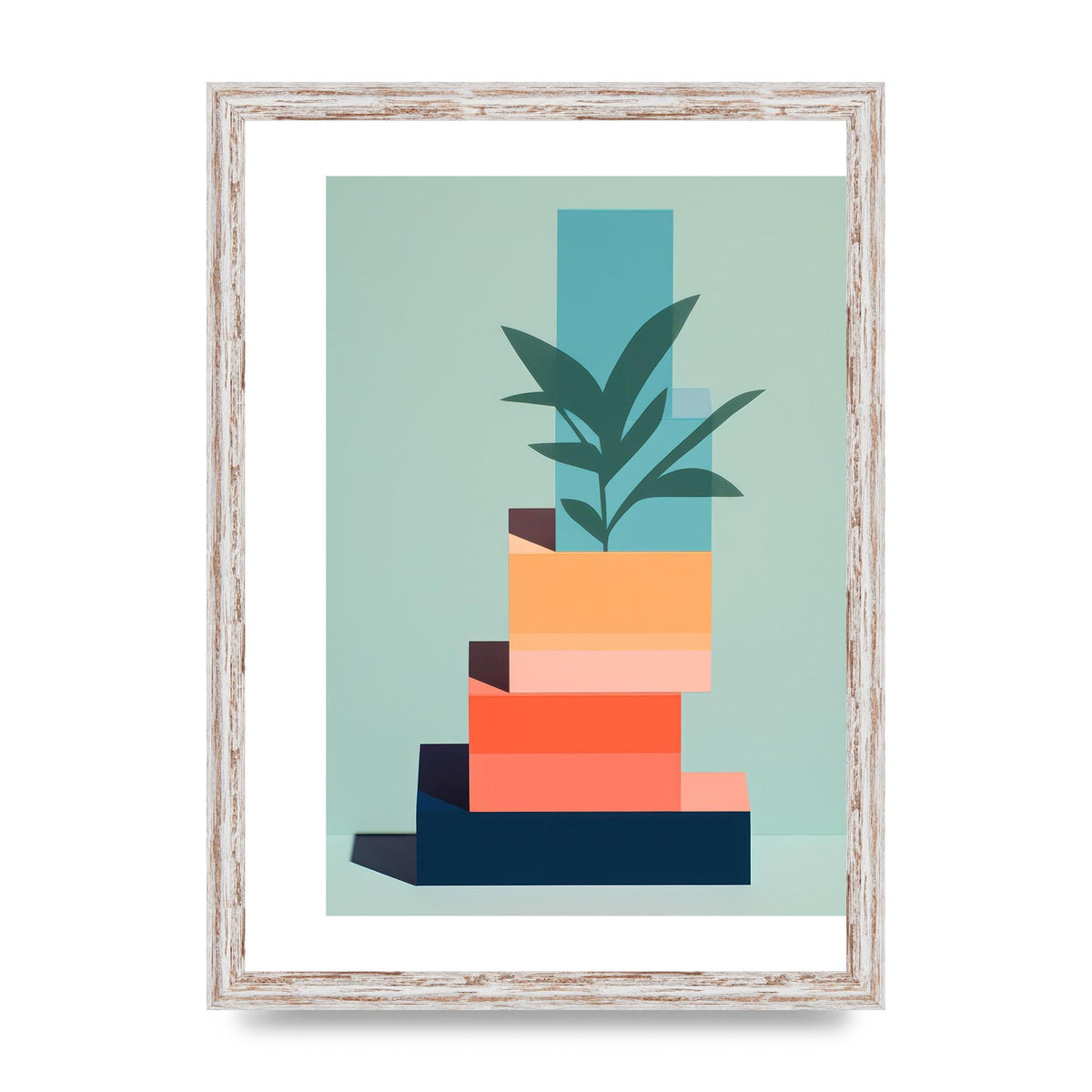 Stacked Geometric Shapes Risograph