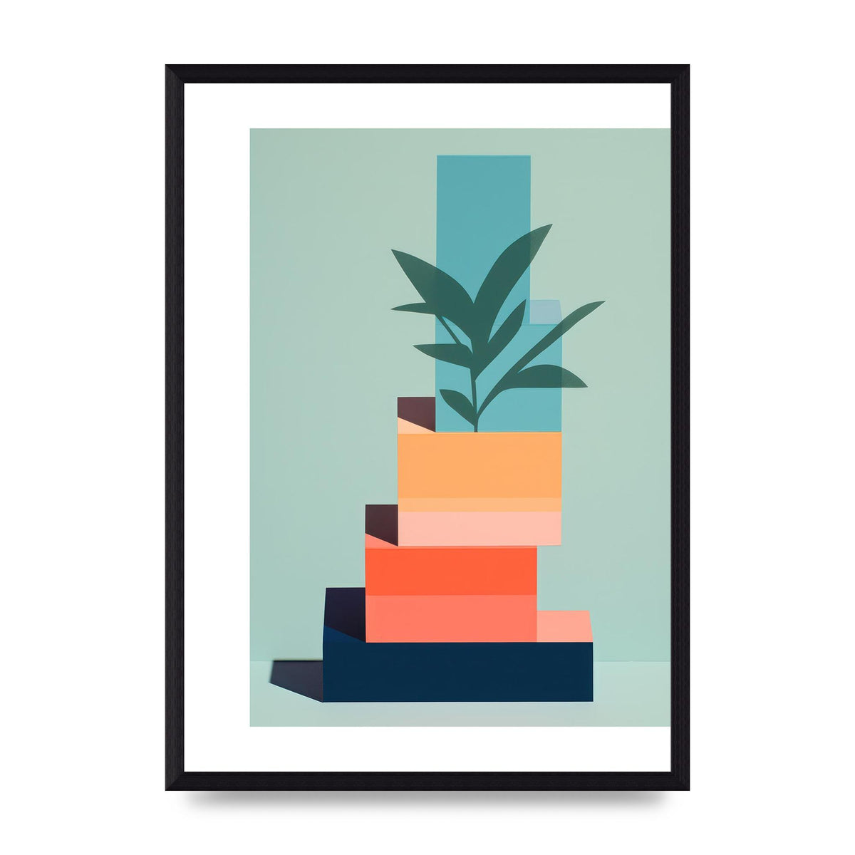 Stacked Geometric Shapes Risograph