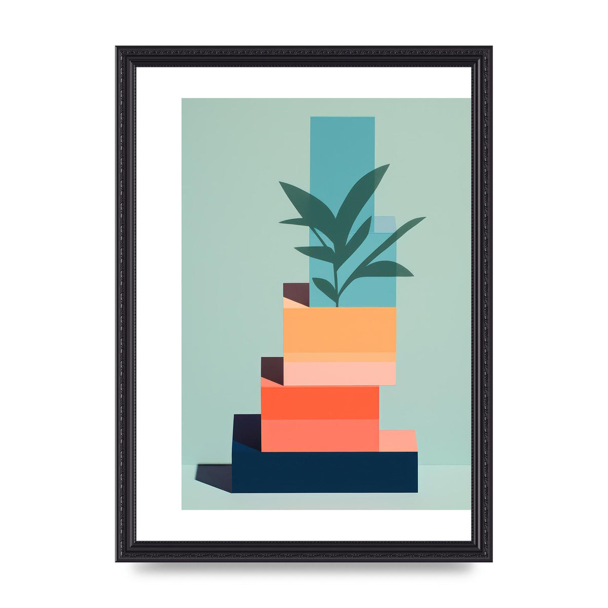 Stacked Geometric Shapes Risograph