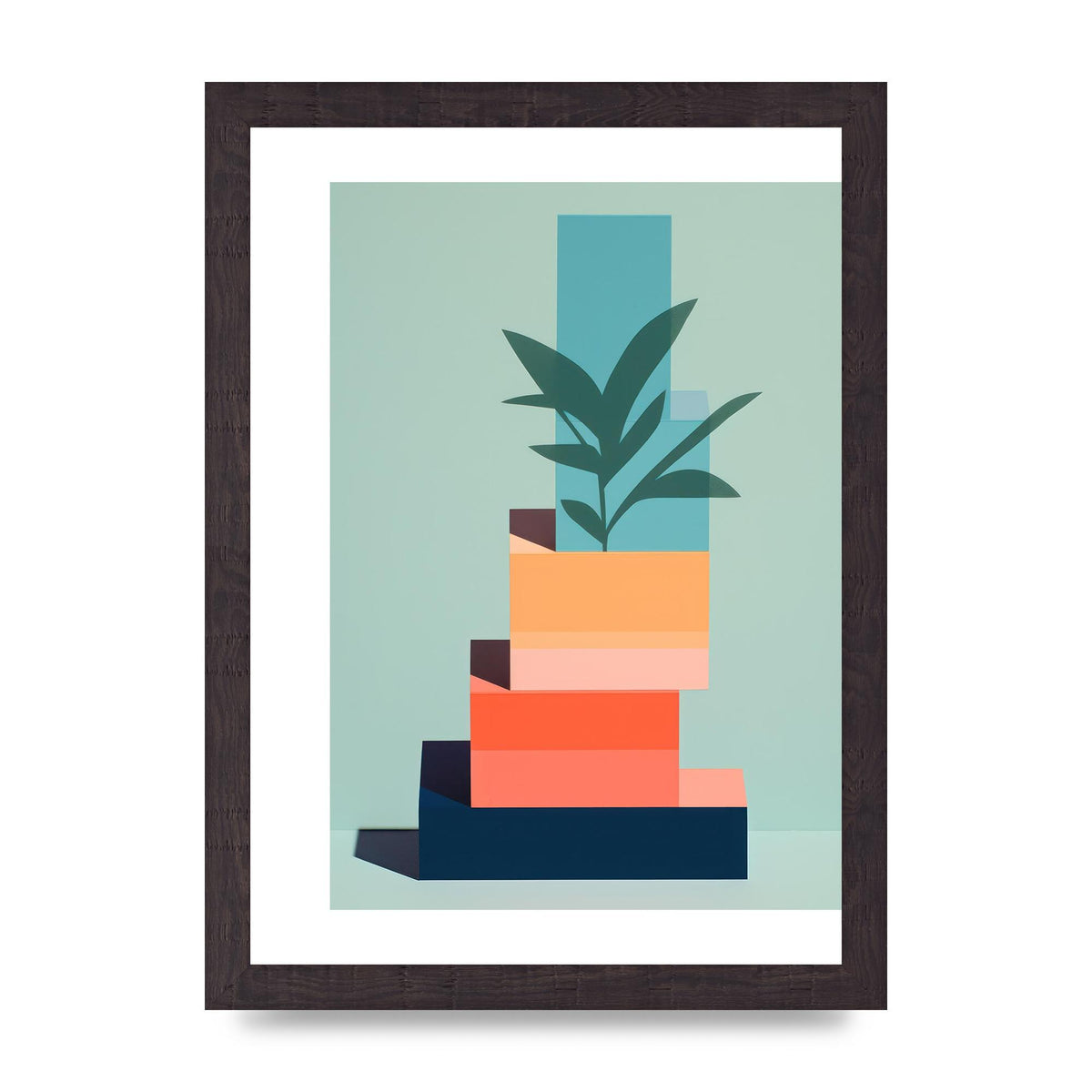 Stacked Geometric Shapes Risograph