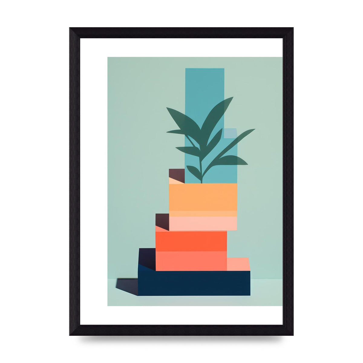 Stacked Geometric Shapes Risograph
