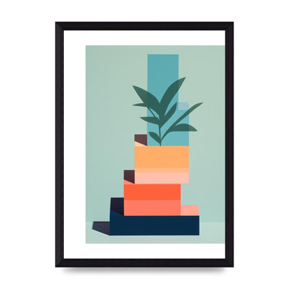 Stacked Geometric Shapes Risograph