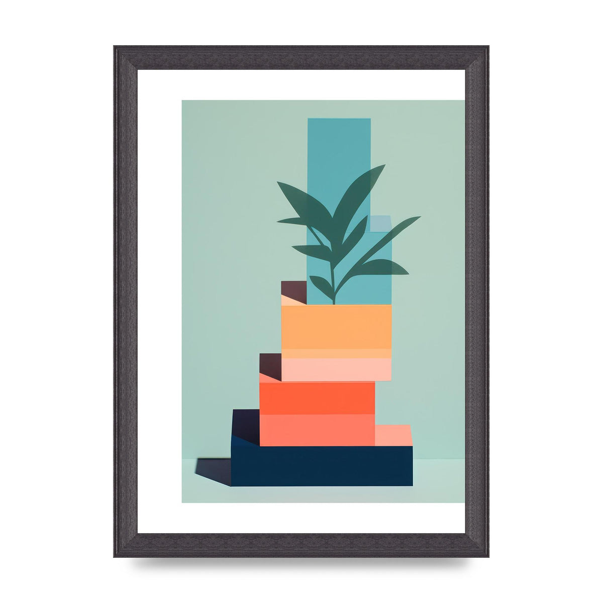 Stacked Geometric Shapes Risograph