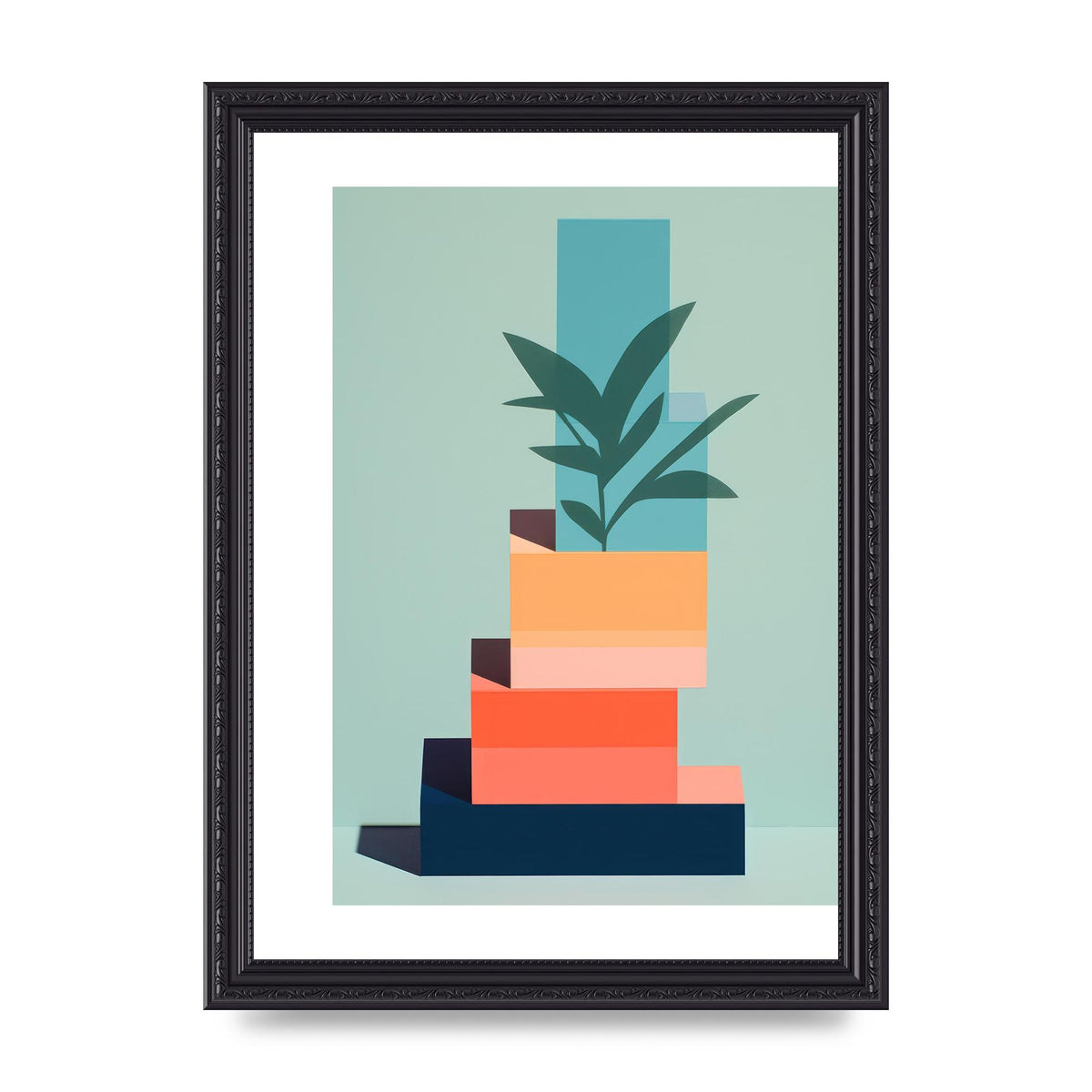 Stacked Geometric Shapes Risograph