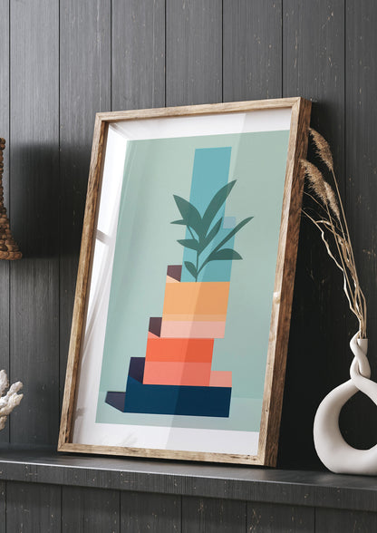 Stacked Geometric Shapes Risograph