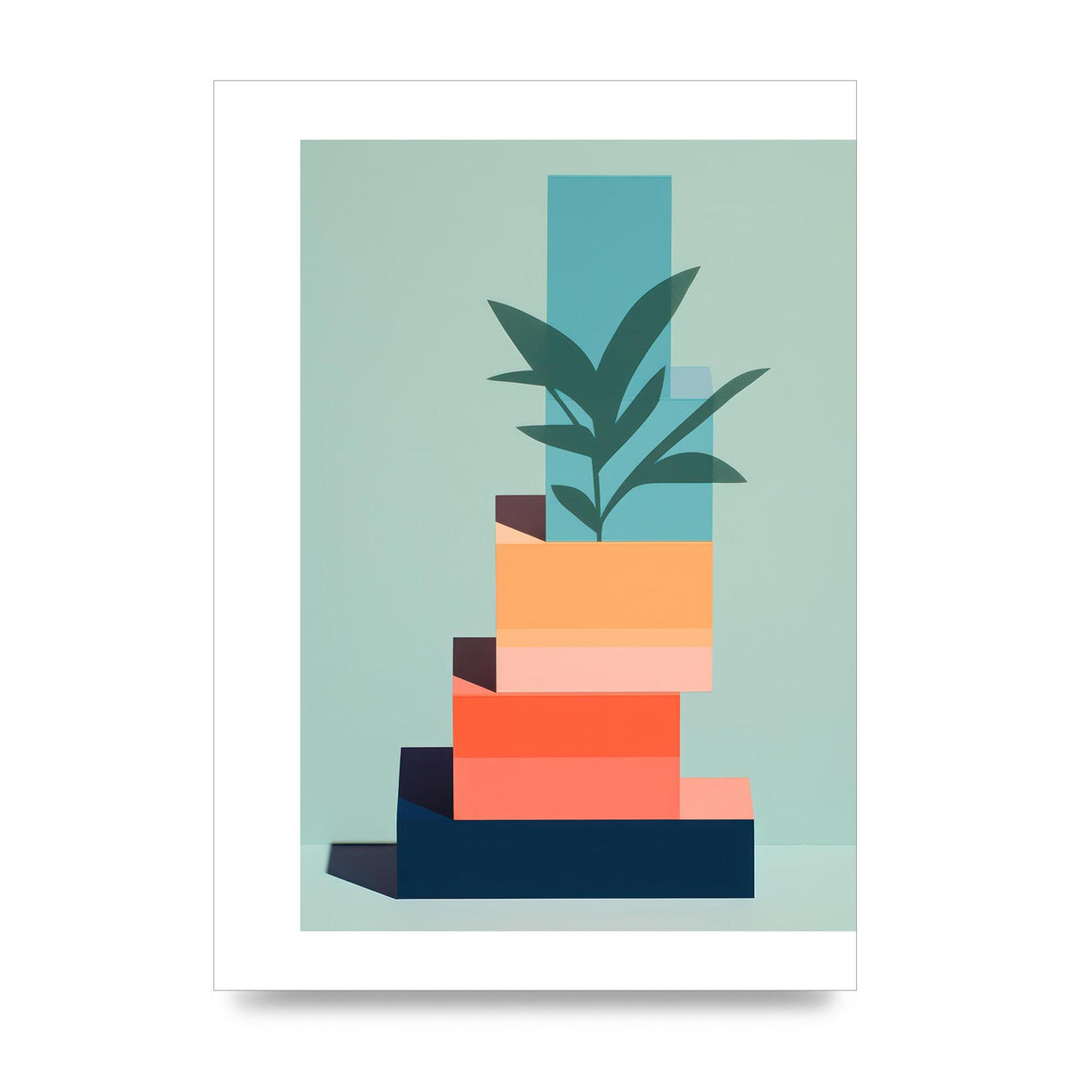 Stacked Geometric Shapes Risograph