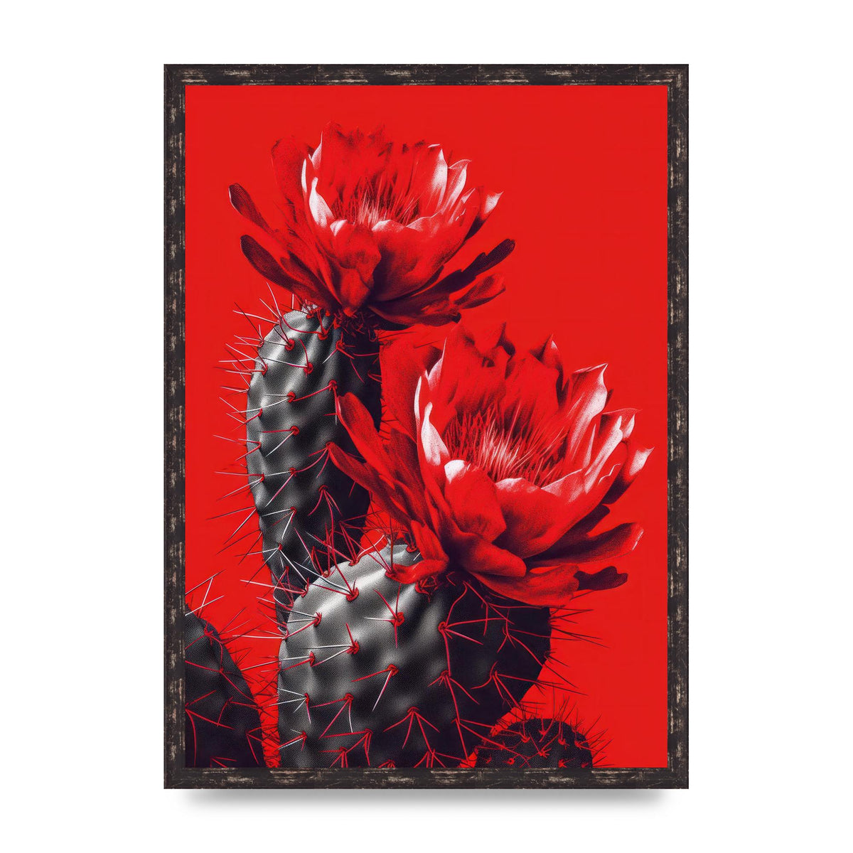 Minimalistic Cactus on Bold Red