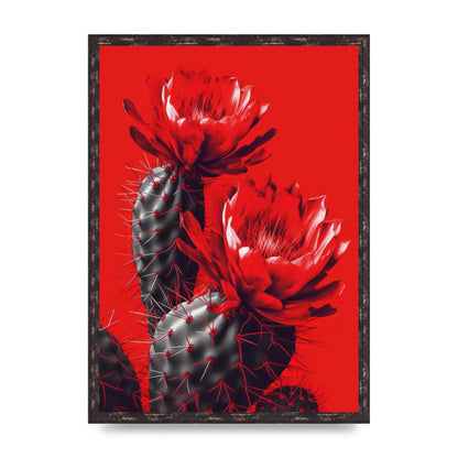 Minimalistic Cactus on Bold Red