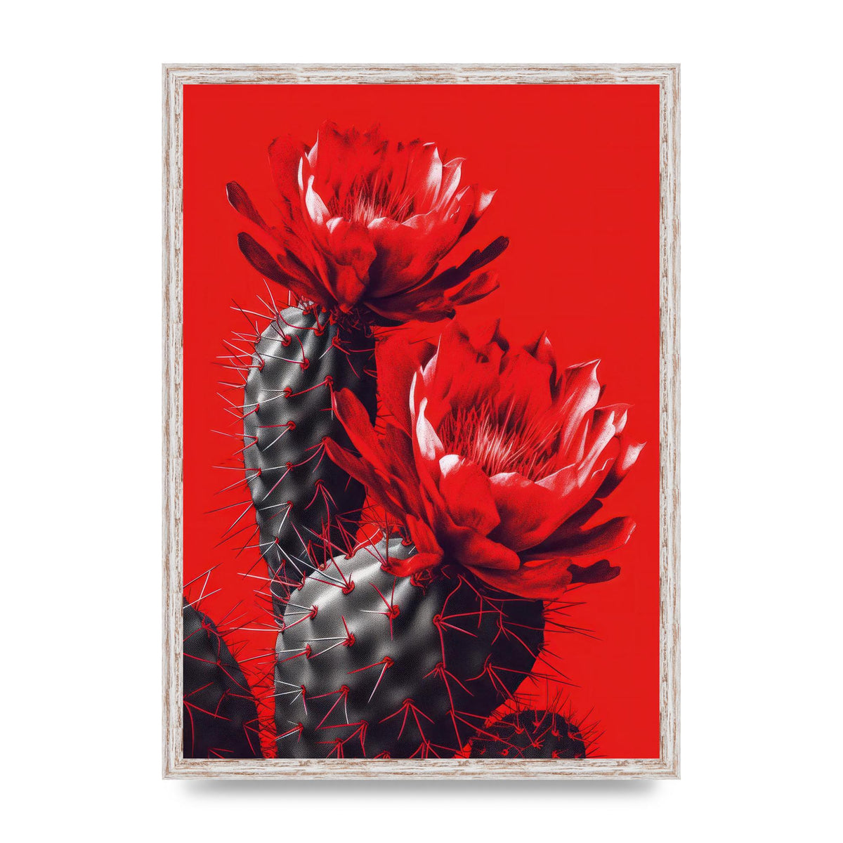 Minimalistic Cactus on Bold Red