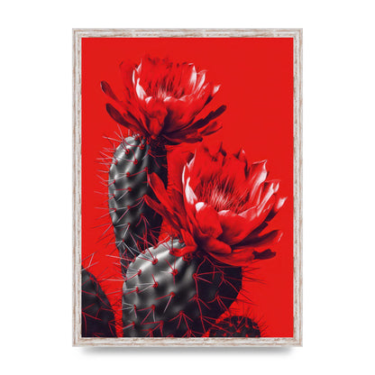 Minimalistic Cactus on Bold Red
