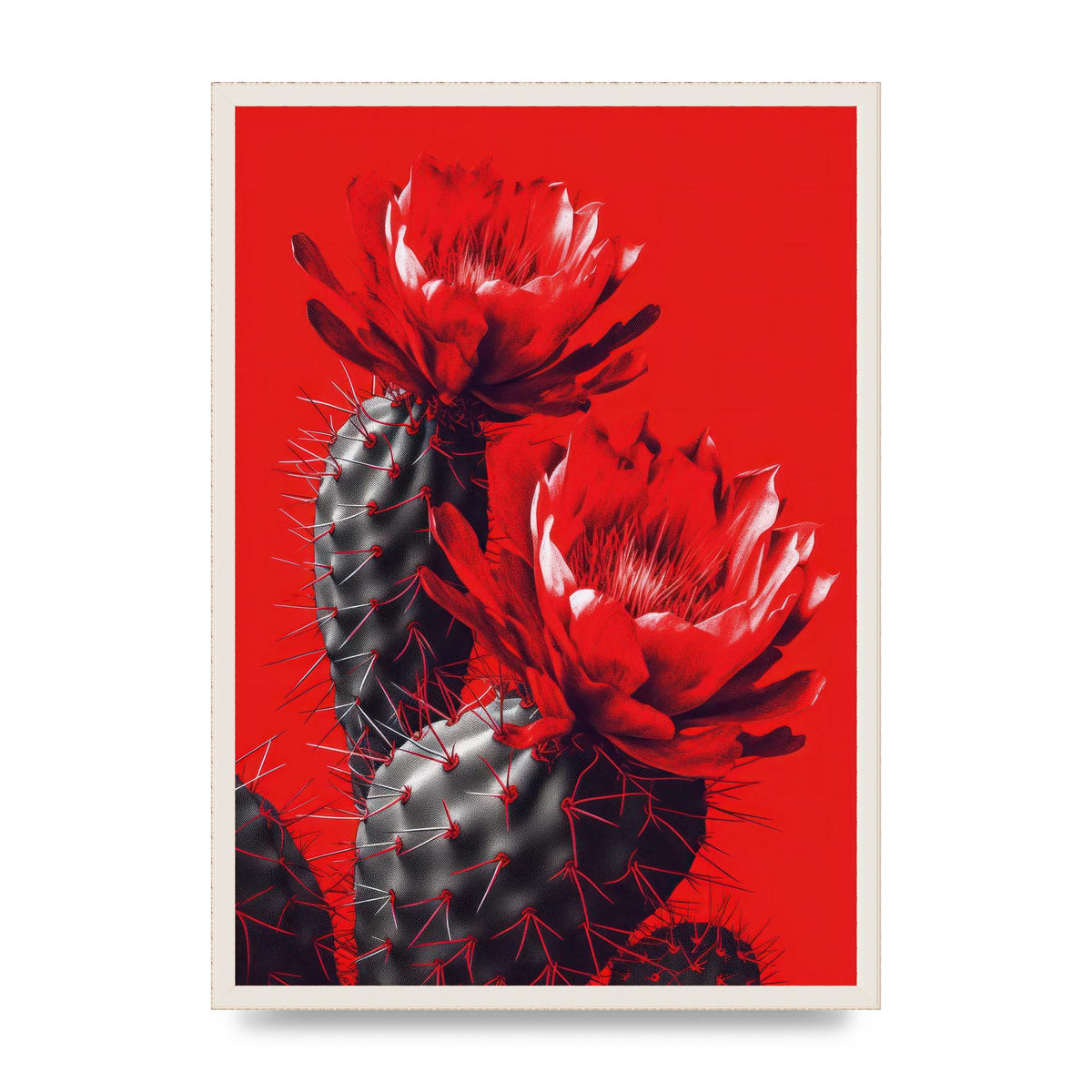 Minimalistic Cactus on Bold Red
