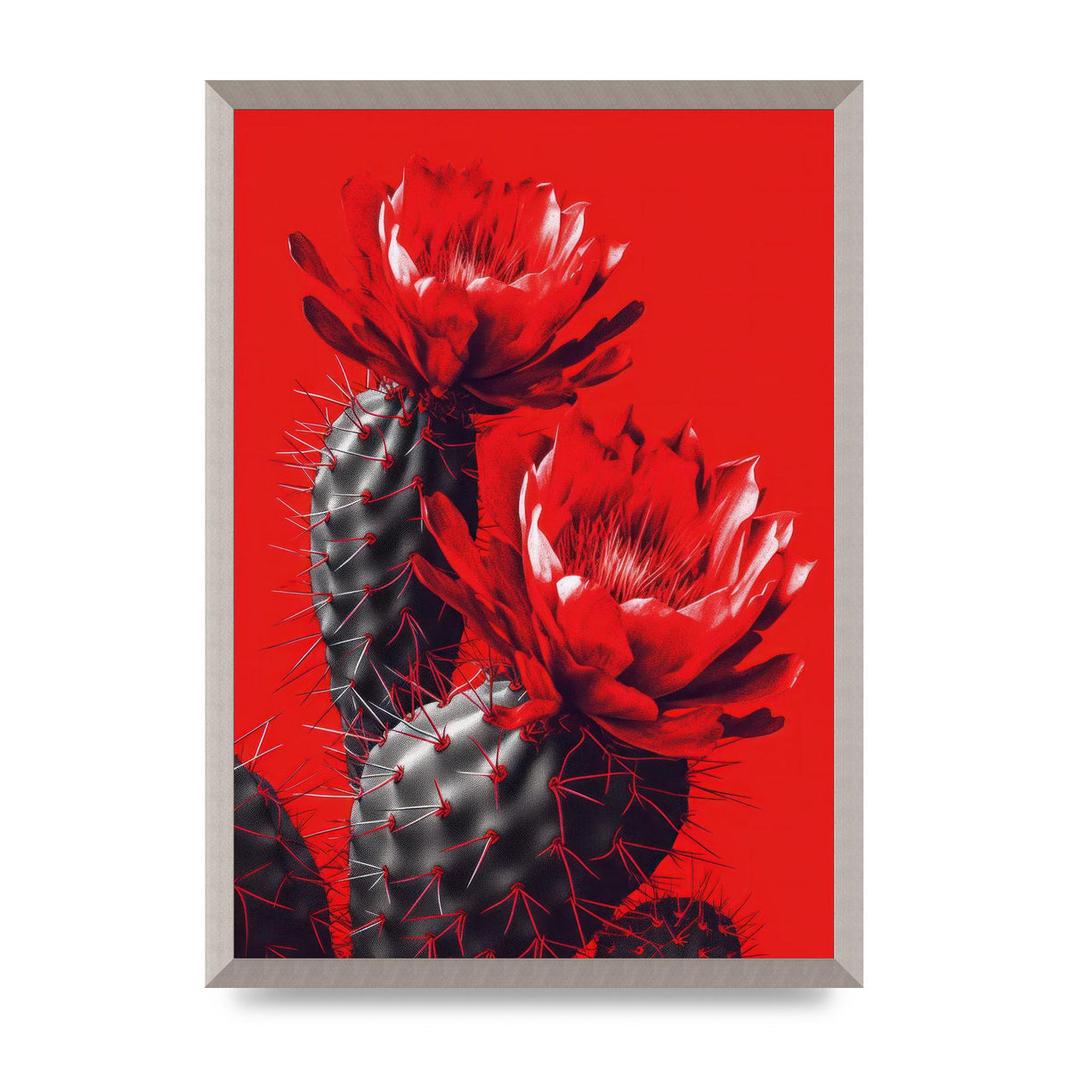 Minimalistic Cactus on Bold Red