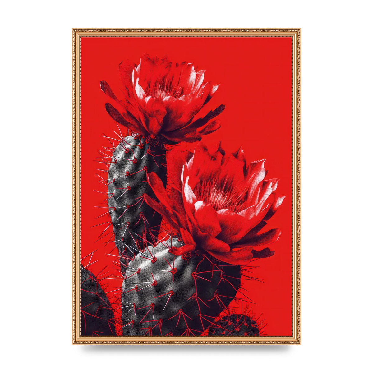 Minimalistic Cactus on Bold Red