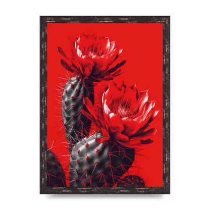 Minimalistic Cactus on Bold Red