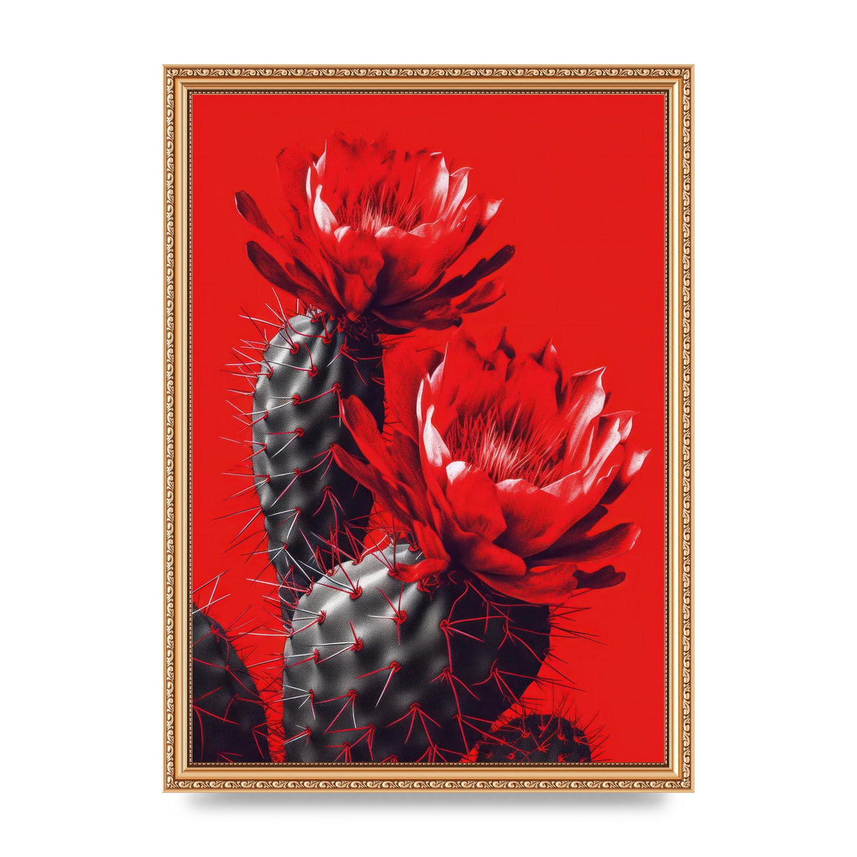 Minimalistic Cactus on Bold Red