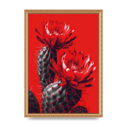 Minimalistic Cactus on Bold Red