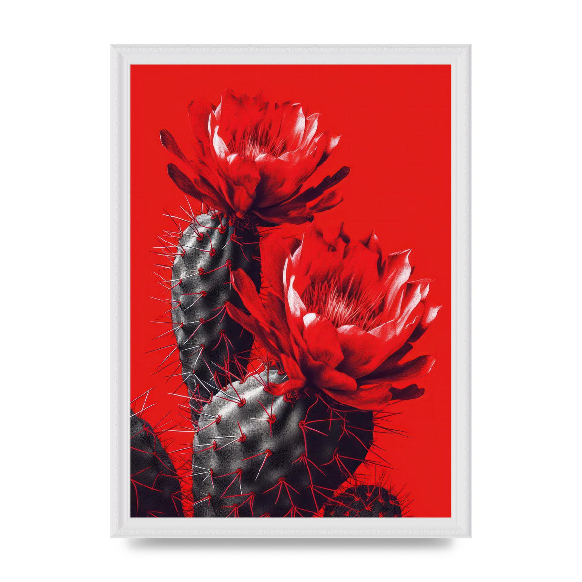 Minimalistic Cactus on Bold Red