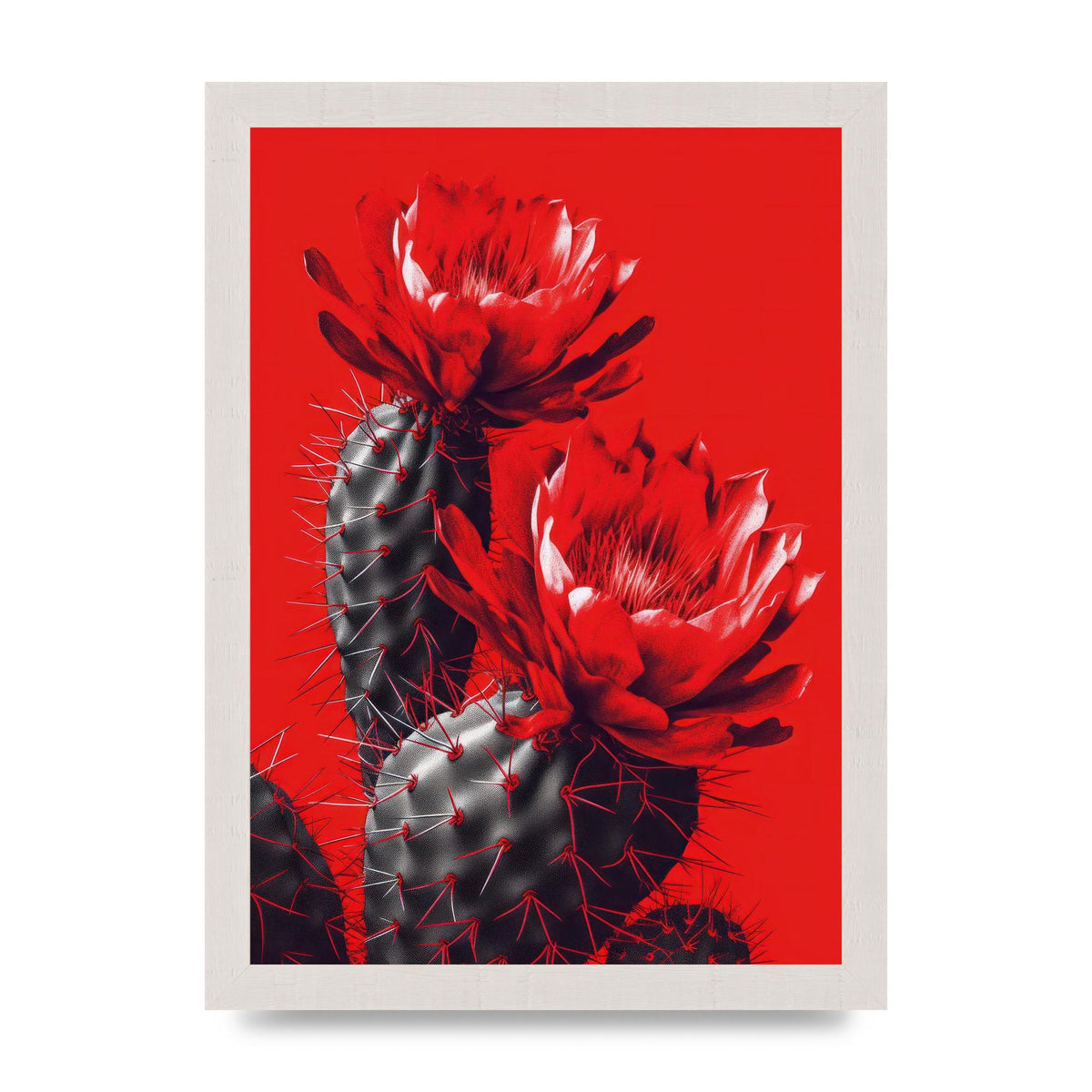 Minimalistic Cactus on Bold Red