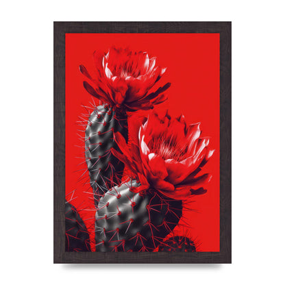 Minimalistic Cactus on Bold Red