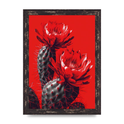 Minimalistic Cactus on Bold Red