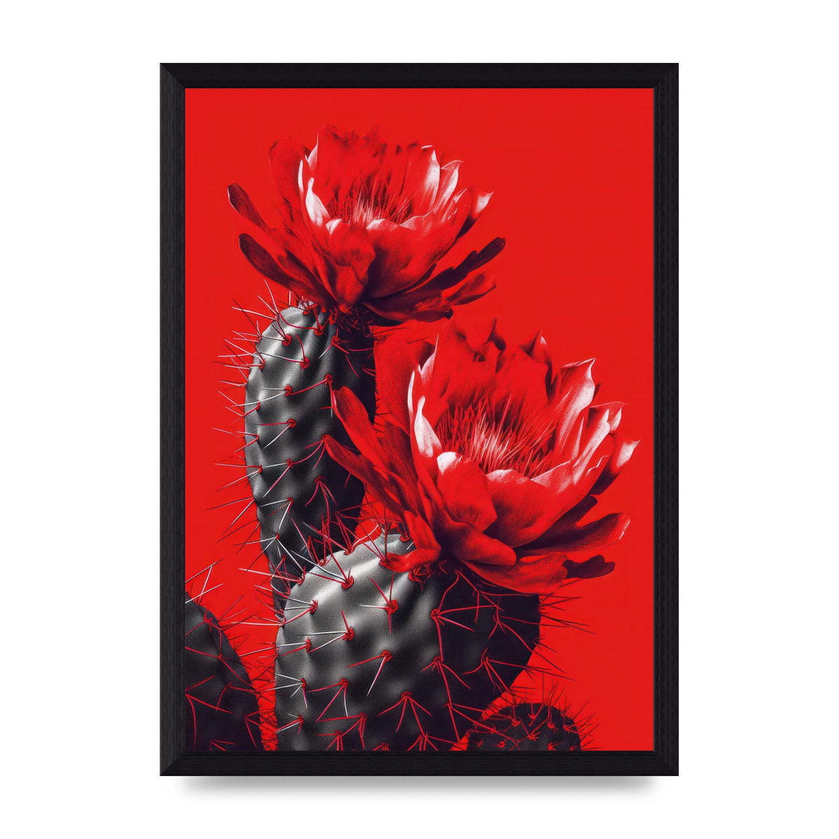 Minimalistic Cactus on Bold Red