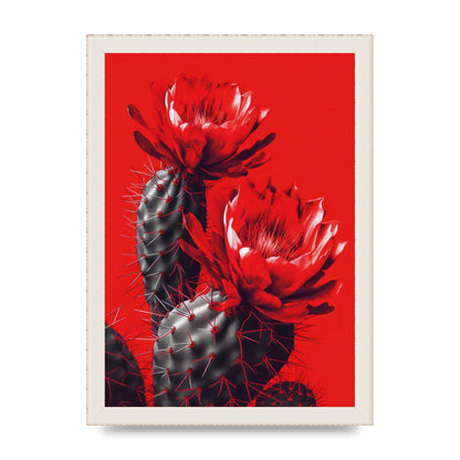 Minimalistic Cactus on Bold Red