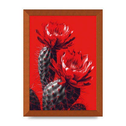 Minimalistic Cactus on Bold Red