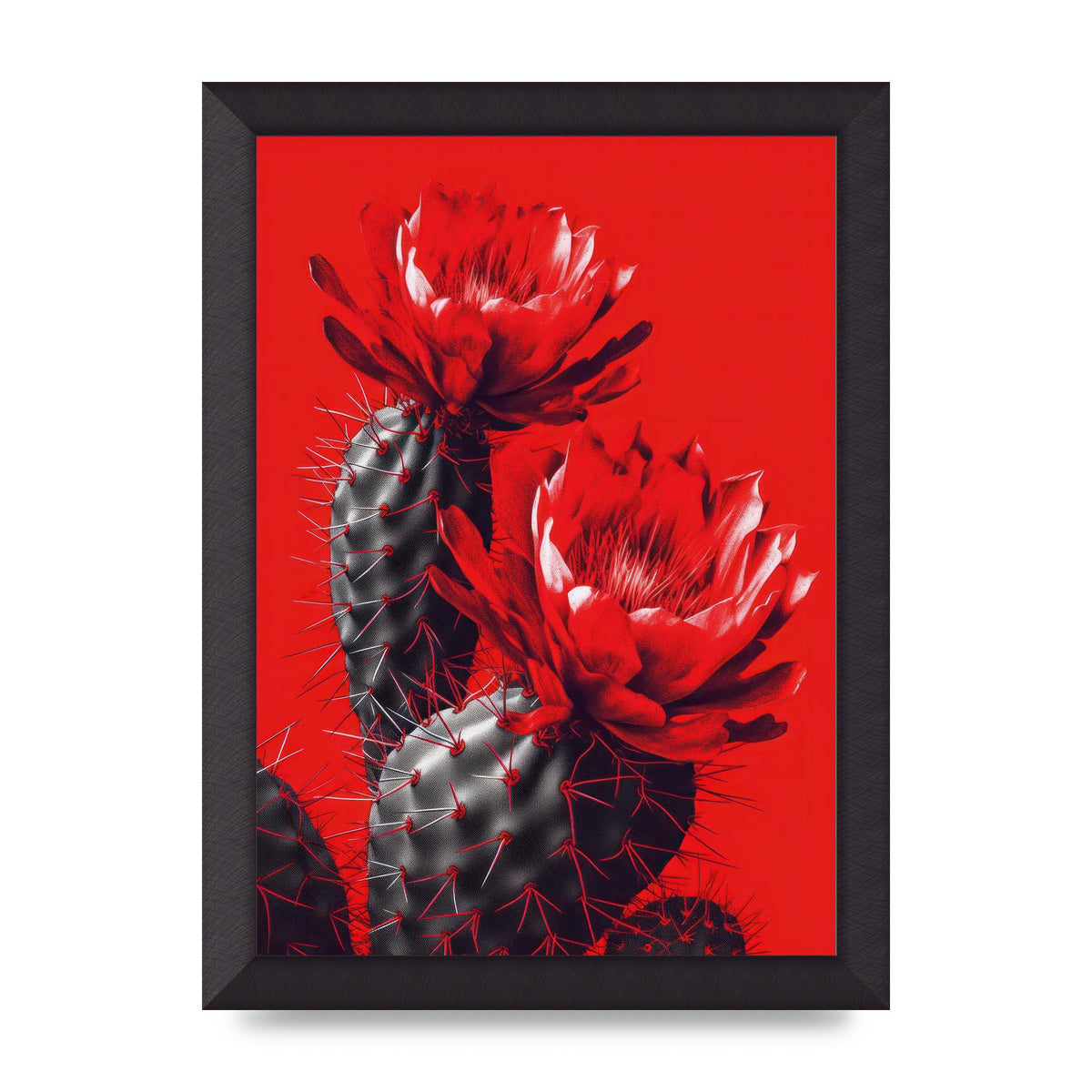 Minimalistic Cactus on Bold Red