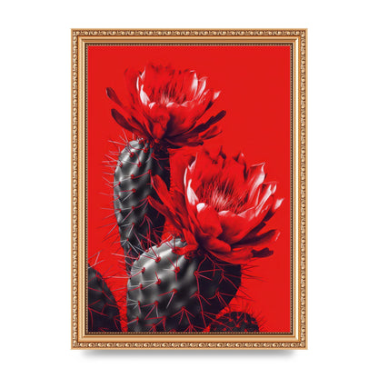 Minimalistic Cactus on Bold Red