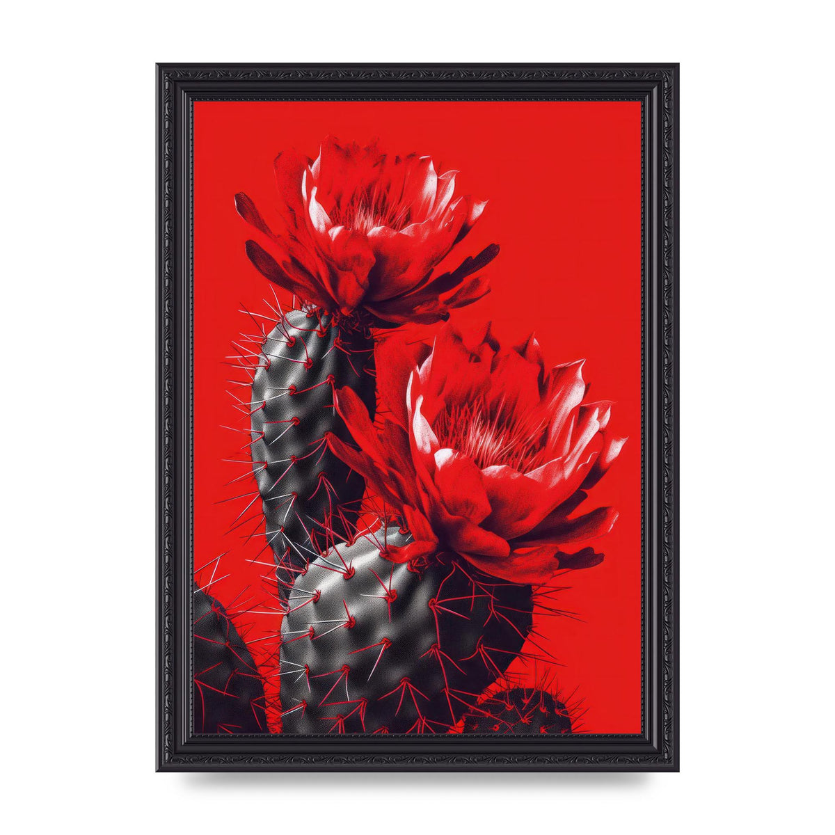 Minimalistic Cactus on Bold Red