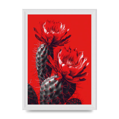 Minimalistic Cactus on Bold Red