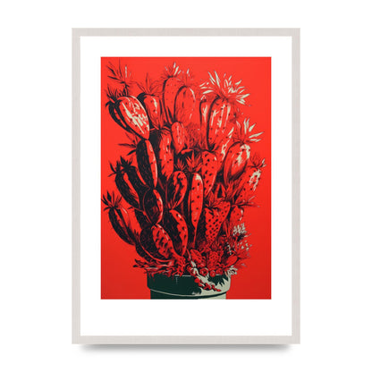 Cactus Silhouette on Red Risograph