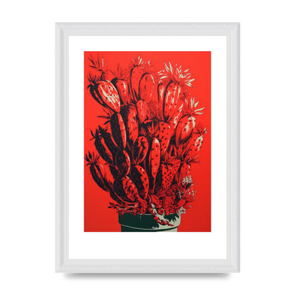 Cactus Silhouette on Red Risograph