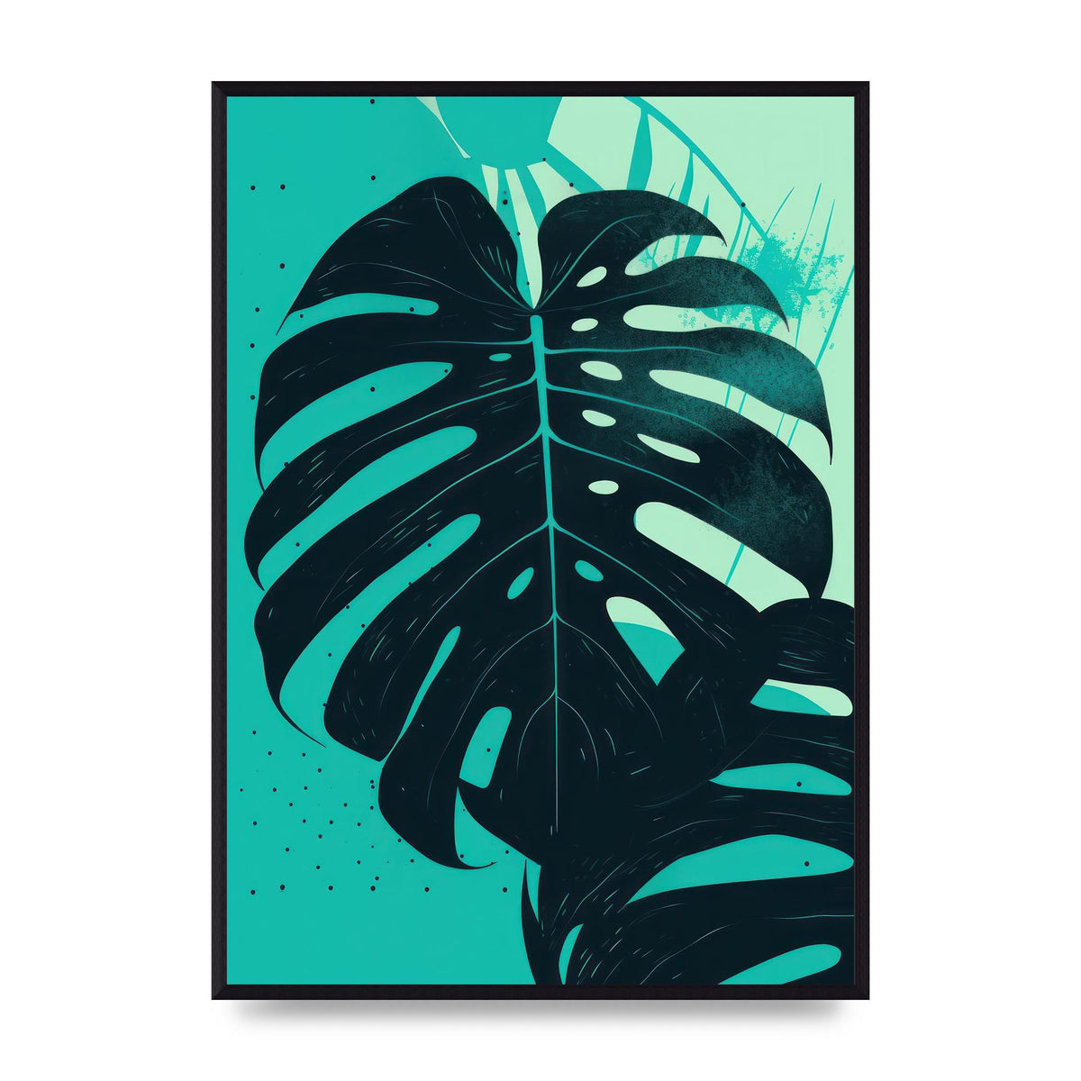 Monstera Leaf in Turquoise Minimalism
