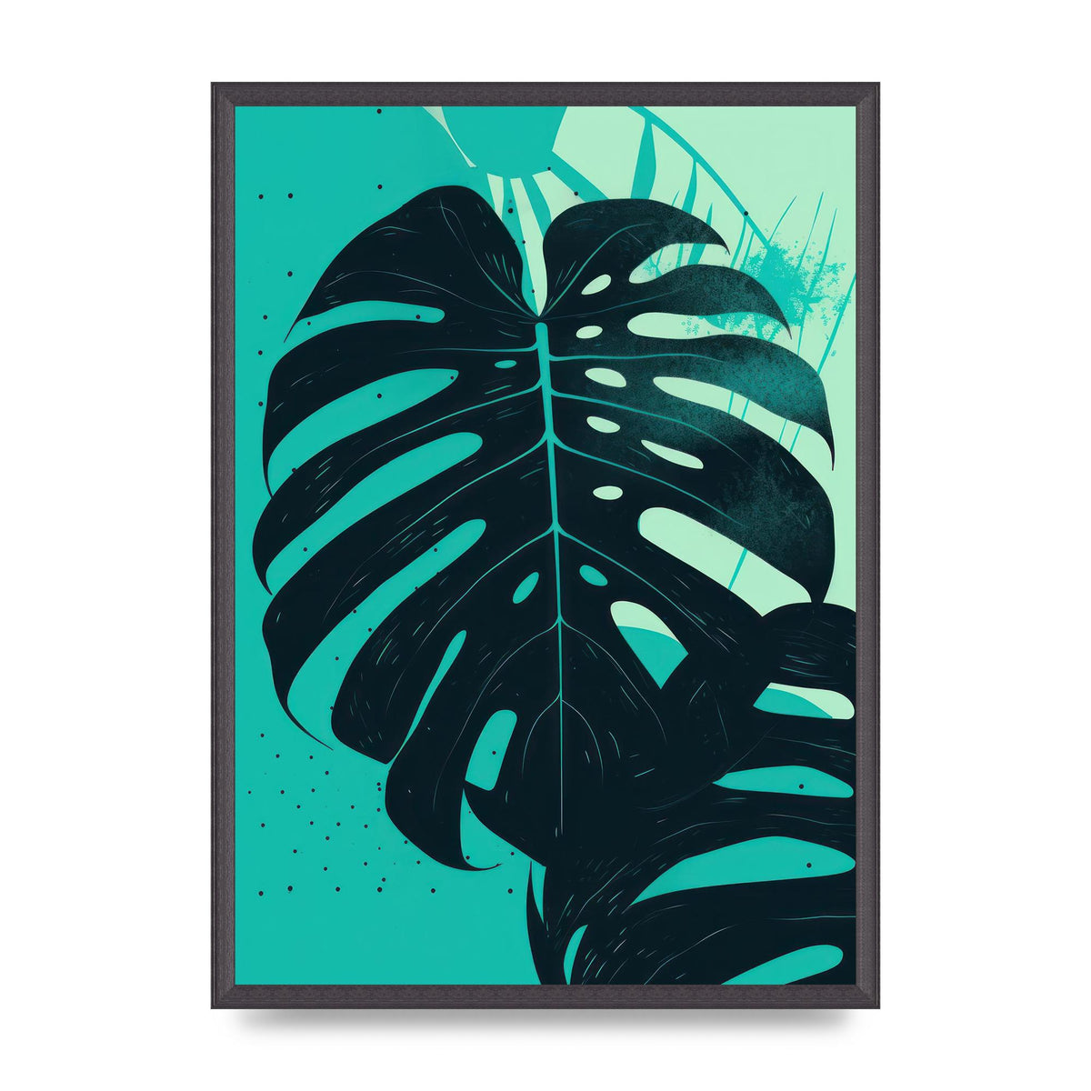 Monstera Leaf in Turquoise Minimalism