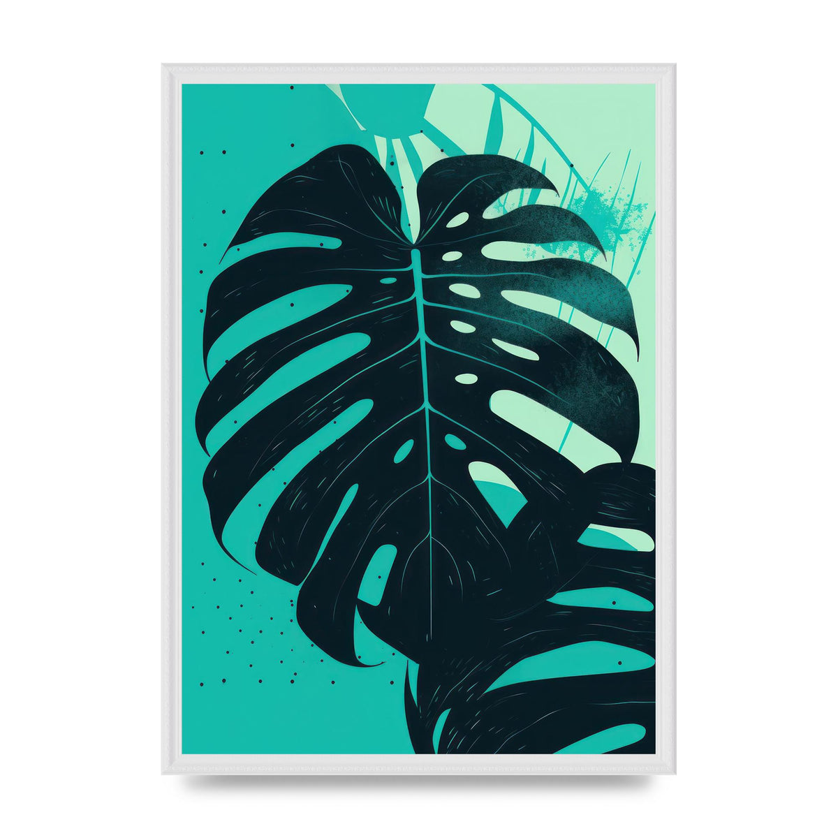 Monstera Leaf in Turquoise Minimalism