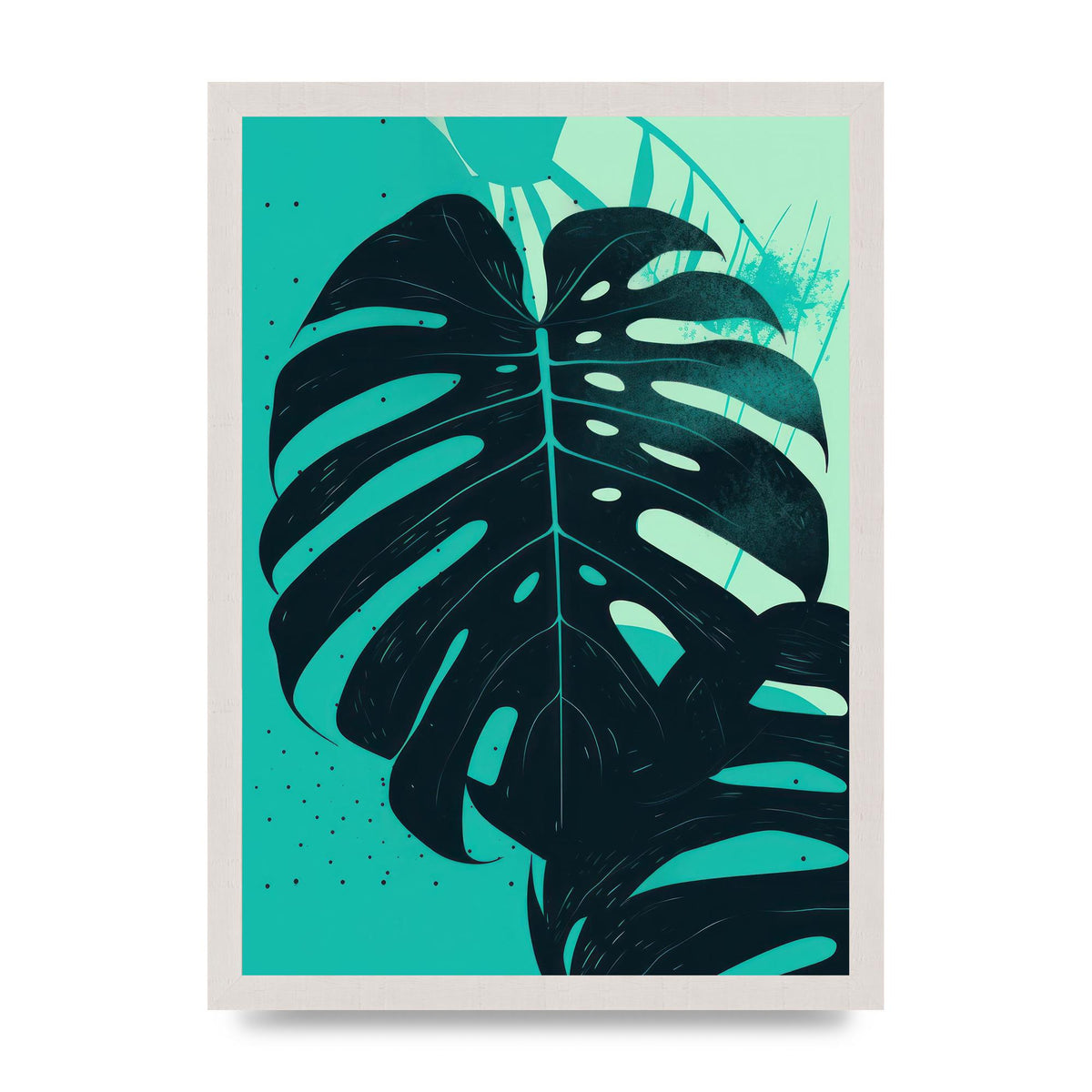 Monstera Leaf in Turquoise Minimalism